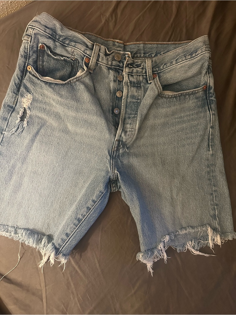 Levi's Light Blue Distressed Denim Shorts